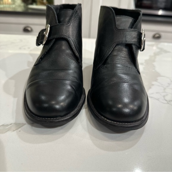Etienne Aigner Black Leather Booties Silver Buckle Brazil Career Casual Size 8 - Picture 4 of 11